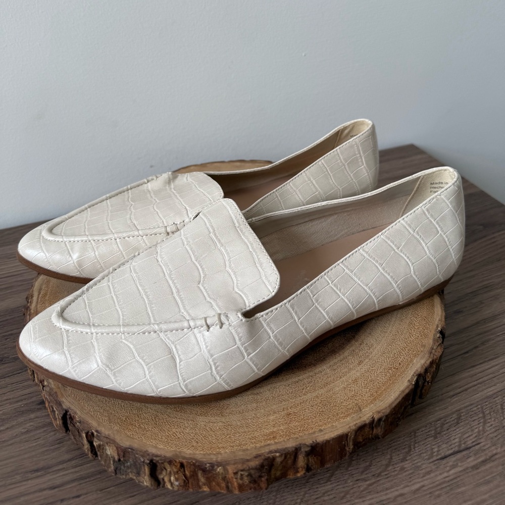 Aldo Cream Croc-Embossed Loafers